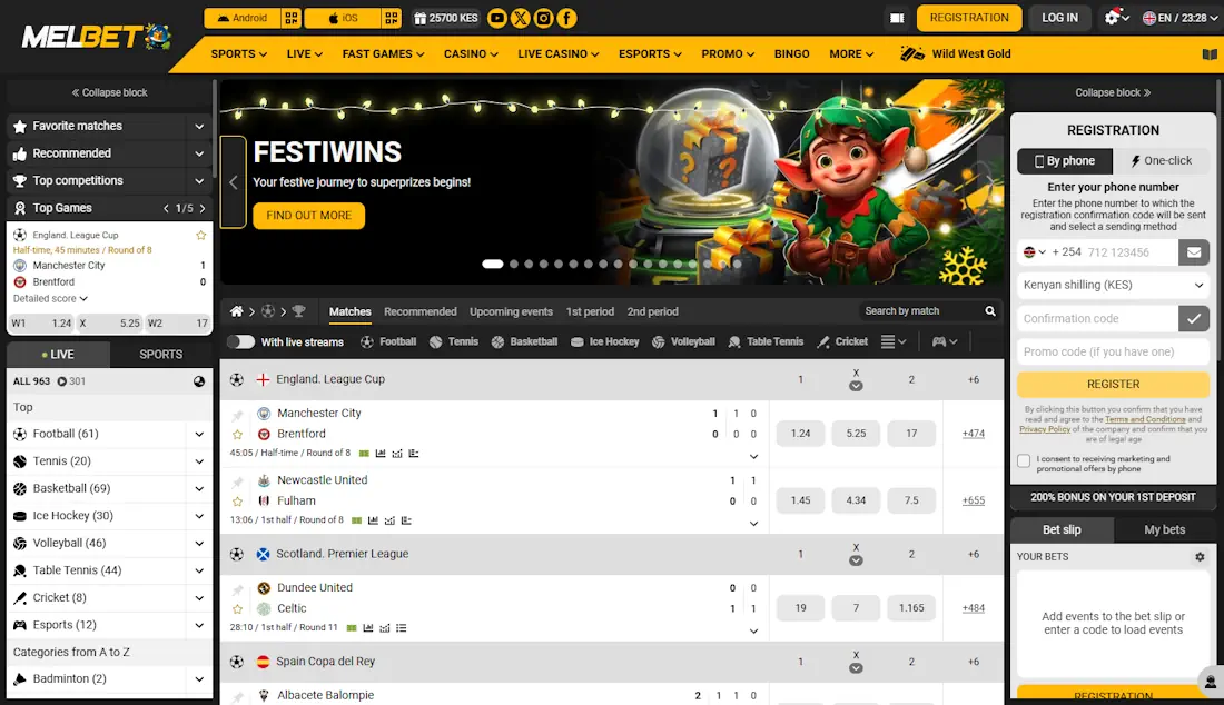 MelBet Casino and Sportsbook Screenshot